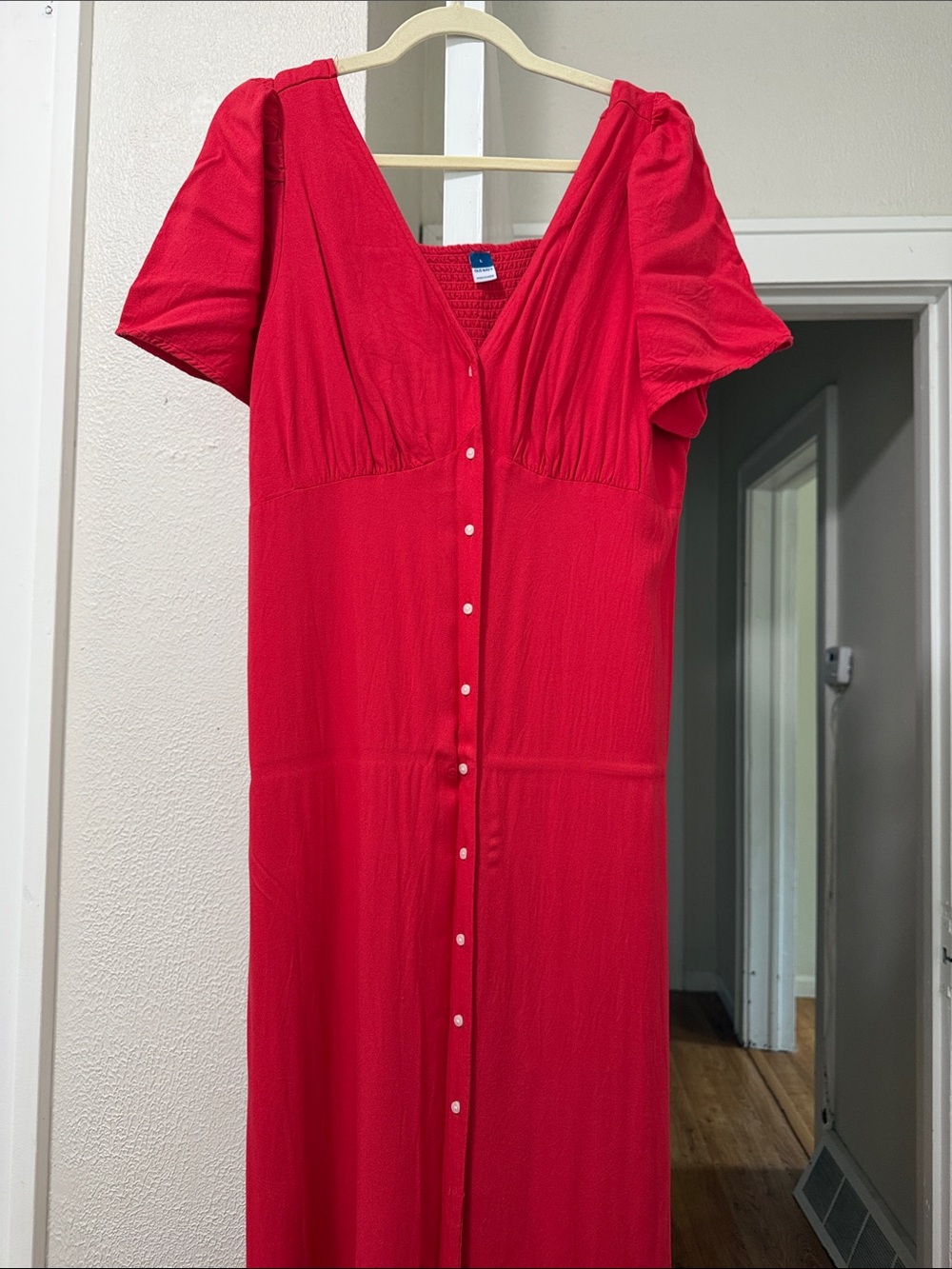 Old Navy Red Button-Front Midi Dress